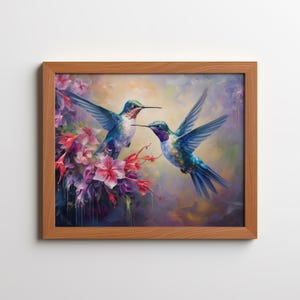 Hummingbird and Blossoming Tree Watercolor Print: Spring Nature Art (Digital Download)