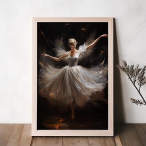 Ballerina Wall Art Printable – Elegant Ballet Dancer Painting Style – Digital Download for Girls Room or Dance Studio Decor