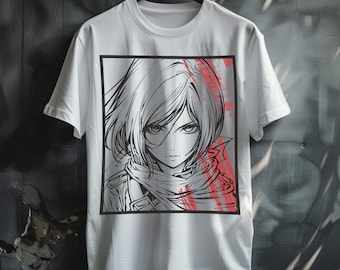 AOT Mikasa Ackerman Anime Fanbase T-shirt Manga Shirt, Mens Anime Shirt, Womens Anime T-Shirt, 100% Cotton Japanese Anime Shirts