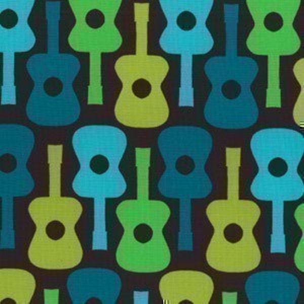 Michael Miller Groovy Guitar Lime Fabric - By the Yard