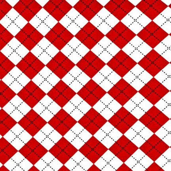 Ann Kelle Remix Argyle Print Red Fabric - By the Yard