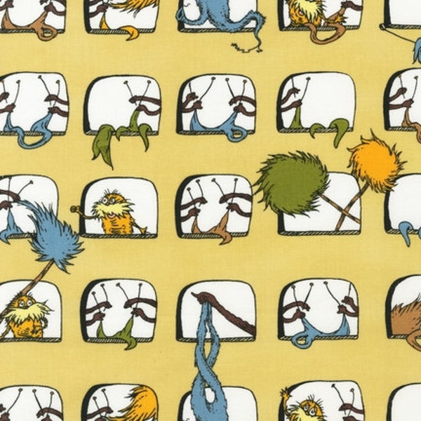 SALE Dr. Seuss, The Lorax, Windows Earth Organic Cotton Fabric - Half Yard