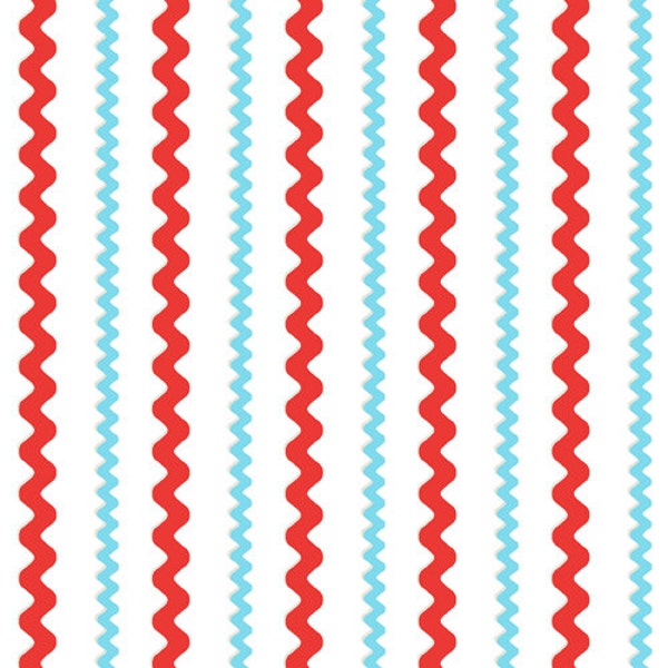 Marisa and Creative Thursday, Santa Claus is Coming to Town, Ric Rac Blue Red Fabric - By the Yard