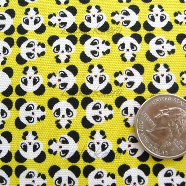 Kawaii Tiny Panda Bears on Yellow Japanese Fabric - Reserved for butterpups