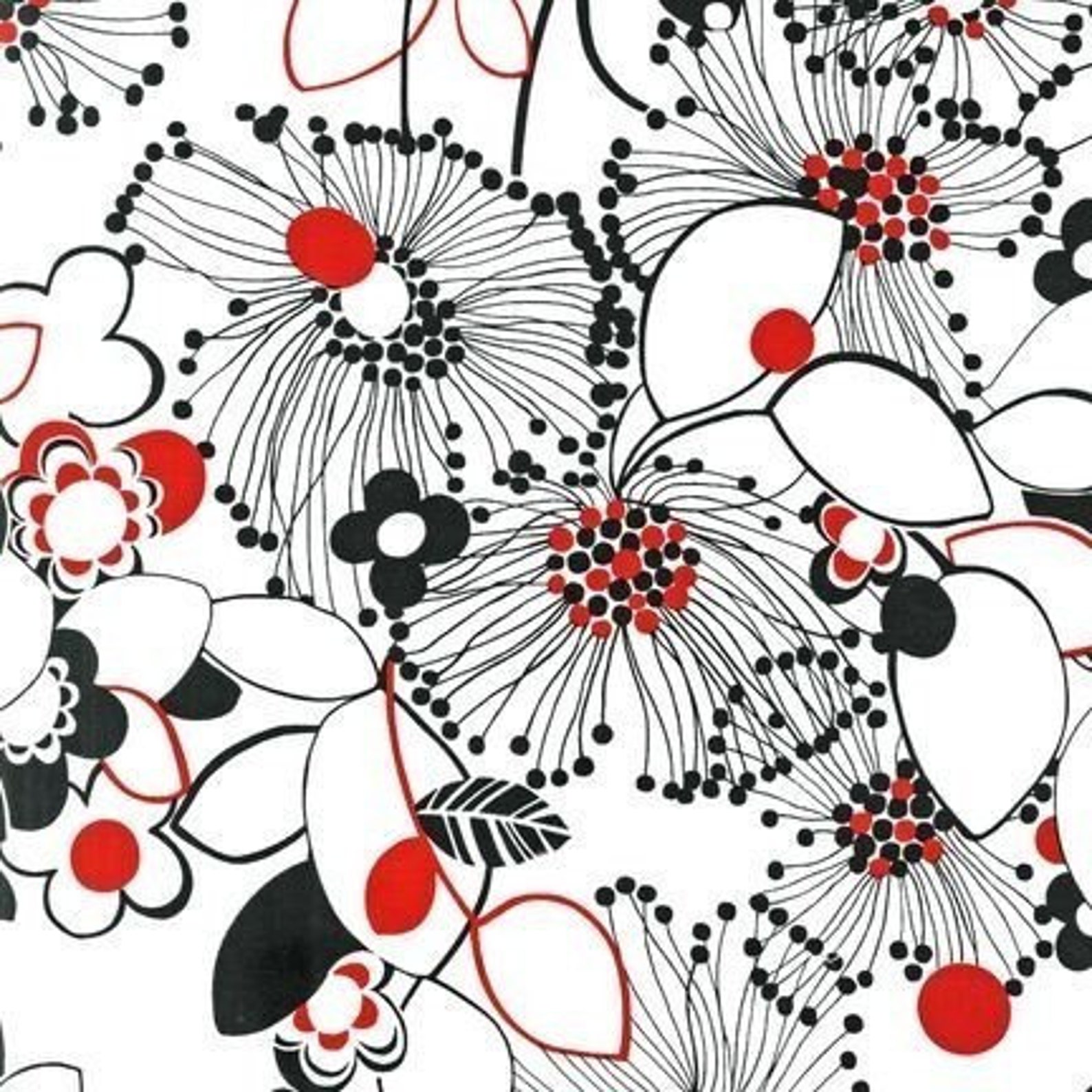Robert Kaufman Night and Day 2 Black Red on White Fabric By Etsy