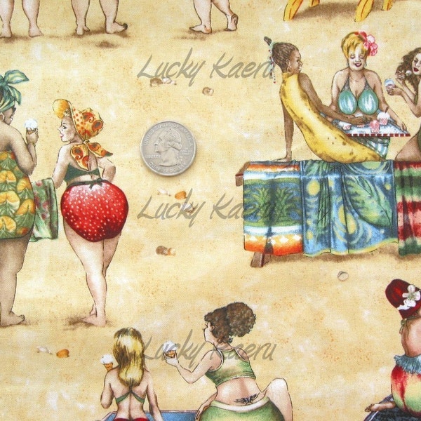 Fun Fruit Ladies on Sand Fabric - By the Yard