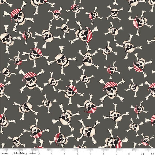 Riley Blake Designs, Pirate Matey's, Pirate Skulls Red Fabric - Reserved for  louisianashopper