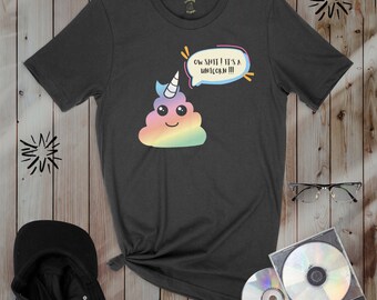 ow shit its a unicorn black t shirt, high quality funny tshirt, good gift idea, summer shirt, camiseta blanca verano, unicorn, poop shirt