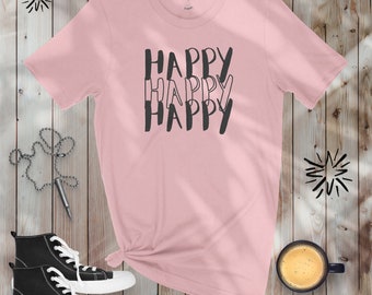 happy shirt, good vibes, pink summer t shirt, good quality t shirt, nice gift for a friend, happy person t shirt, pink shirt