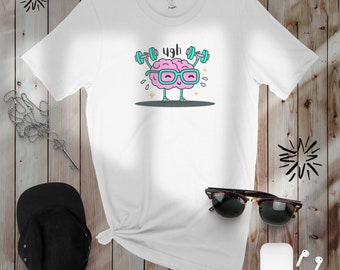 brain ugh shirt, camiseta blanca verano, summer white shirt, high quality shirt, great gift idea, white tee, nerdy shirt