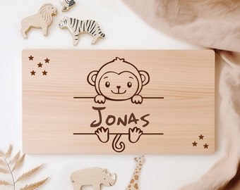 Gepersonaliseerde ontbijtplank voor kinderen met dierenmotief, sterren en gewenste naam, gepersonaliseerd babycadeau, kindercadeaus