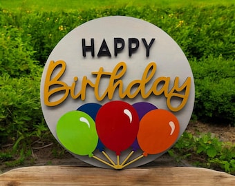 Happy Birthday Wooden Sign: Festive Balloon Party Decor
