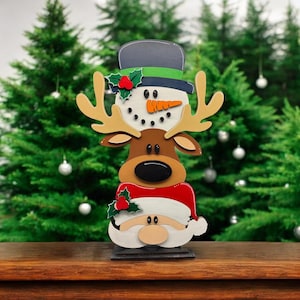 Santa/Reindeer/Snowman Shelf Sitter (Navy Hat)