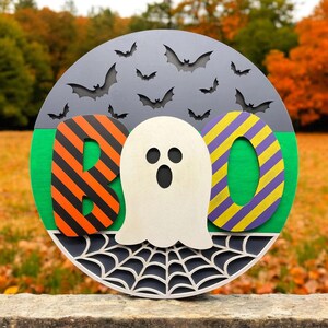 Letrero para puerta de Halloween BOO