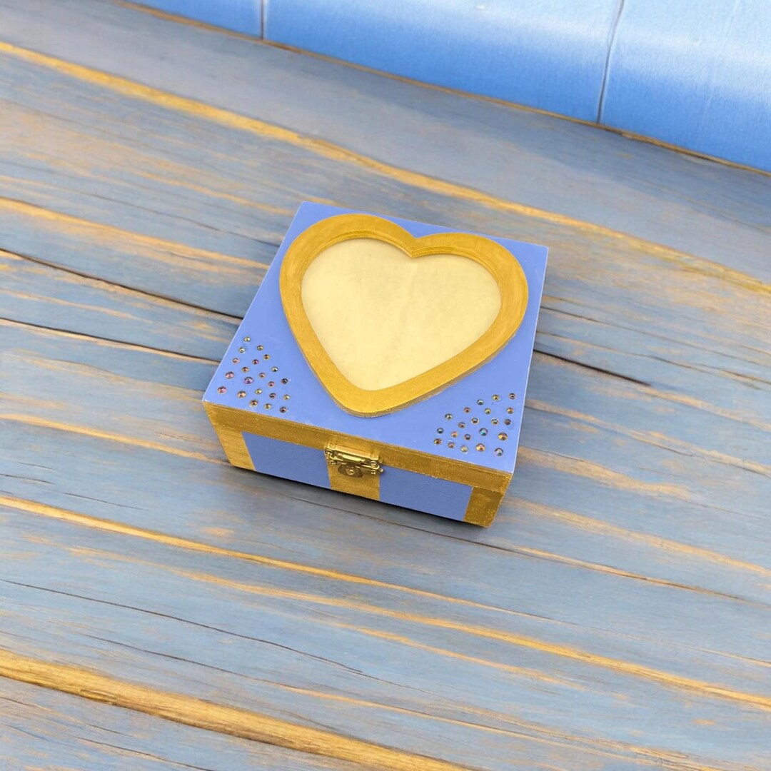 Blue and Gold Hinged Box - Etsy