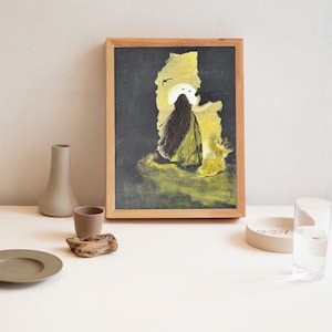 Abstract schilderij meisje olieverfschilderij origineel olieverfschilderij op klein doek Minimal Art schilderij Art Deco Home Decor Wall Art Office