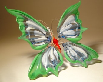Glass Butterfly Animal Figurine Handmade Hand Blown Art Glass Figure 4.0