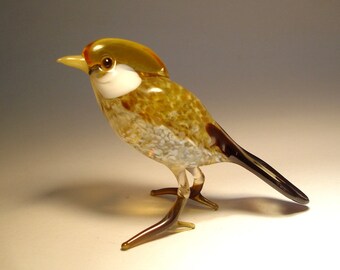Blown Glass Art Handmade Animal Figurine Brown Bird Sparrow 