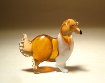 Handmade Blown Glass Dog Shetland Sheepdog, Sheltie Figurine