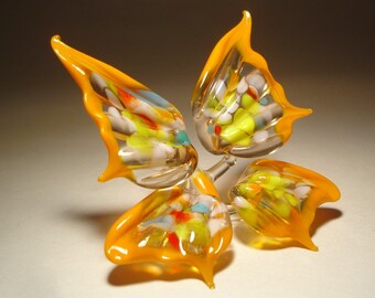 Blown Glass Figurine Art Insect Orange with Colorful Specs BUTTERFLY Mother’s Day gift