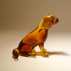 Handmade Blown Glass Dog Sitting  Brown Lab Labrador Retriever Figurine