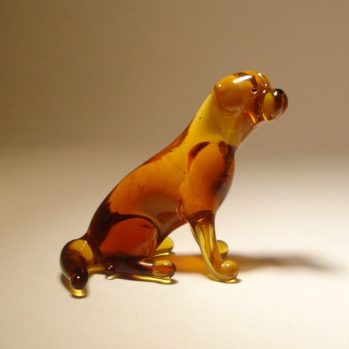 Handmade Blown Glass Dog Brown Lab Labrador Retriever Figurine Etsy