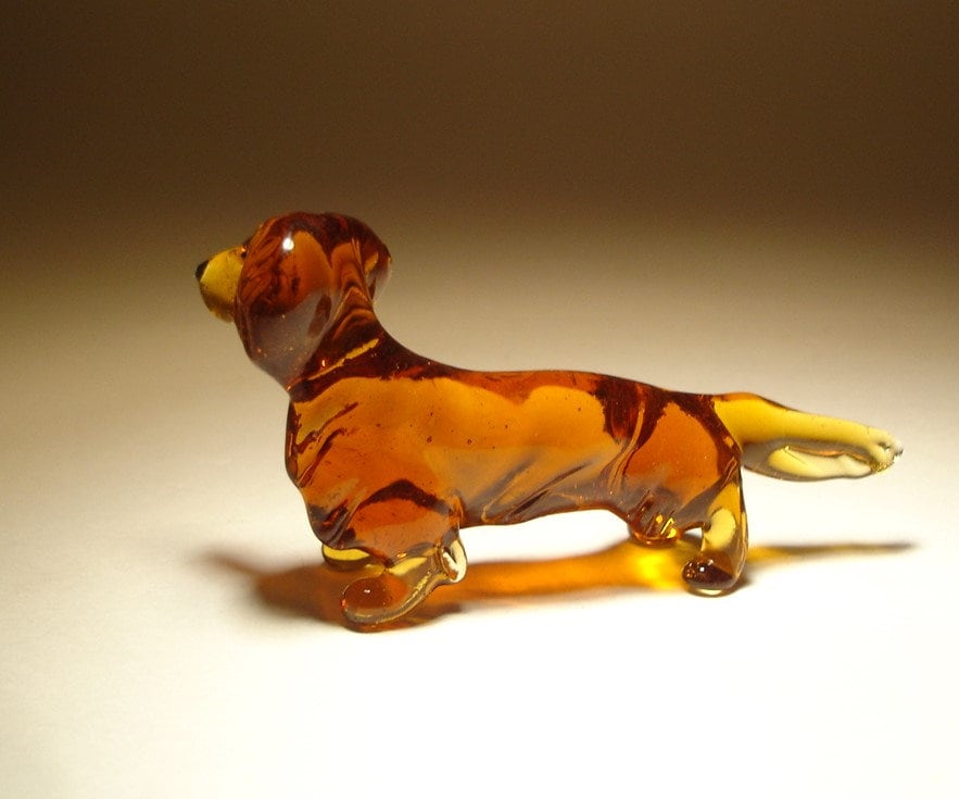 Handmade Blown Glass Dog Longhaired Wiener DACHSHUND Figurine Etsy
