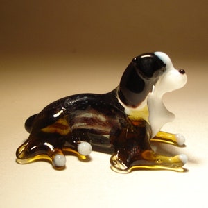 Handmade Blown Glass Dog COLLIE Figurine Laying