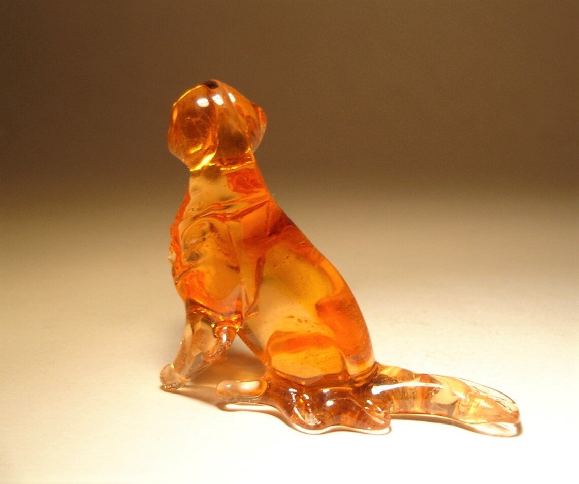 Handmade Blown Glass Dog Golden Retriever Figurine Etsy