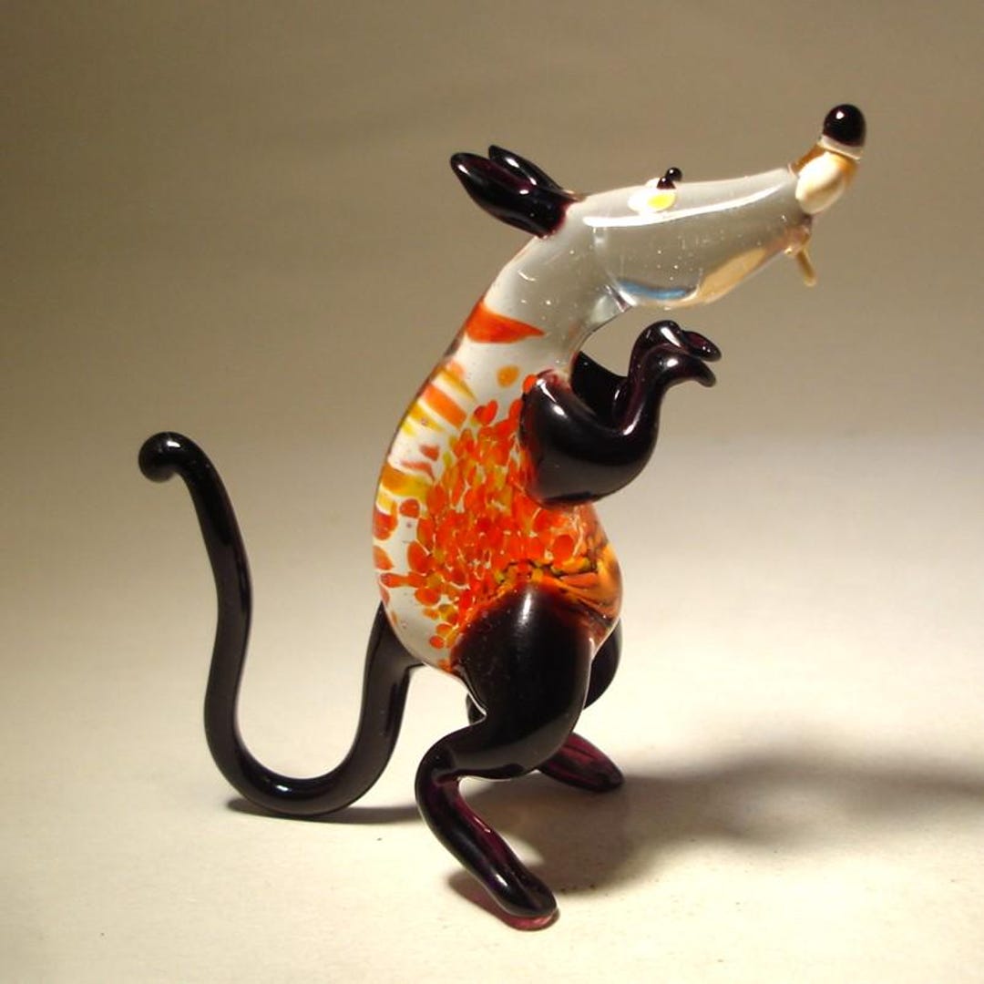 Handmade Blown Glass Rat Figurine - Black, Purple & Red Art Glass - Etsy