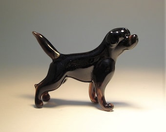 ガラスの犬の置物 - 吹きガラスの子犬の彫刻 - ムラーノスタイルの