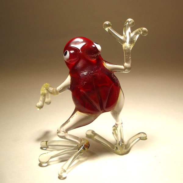 Blown Glass Art Figurine Dark Red Dancing Frog (2)