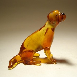 Handmade Blown Glass Dog Sitting  Brown Lab Labrador Retriever Figurine