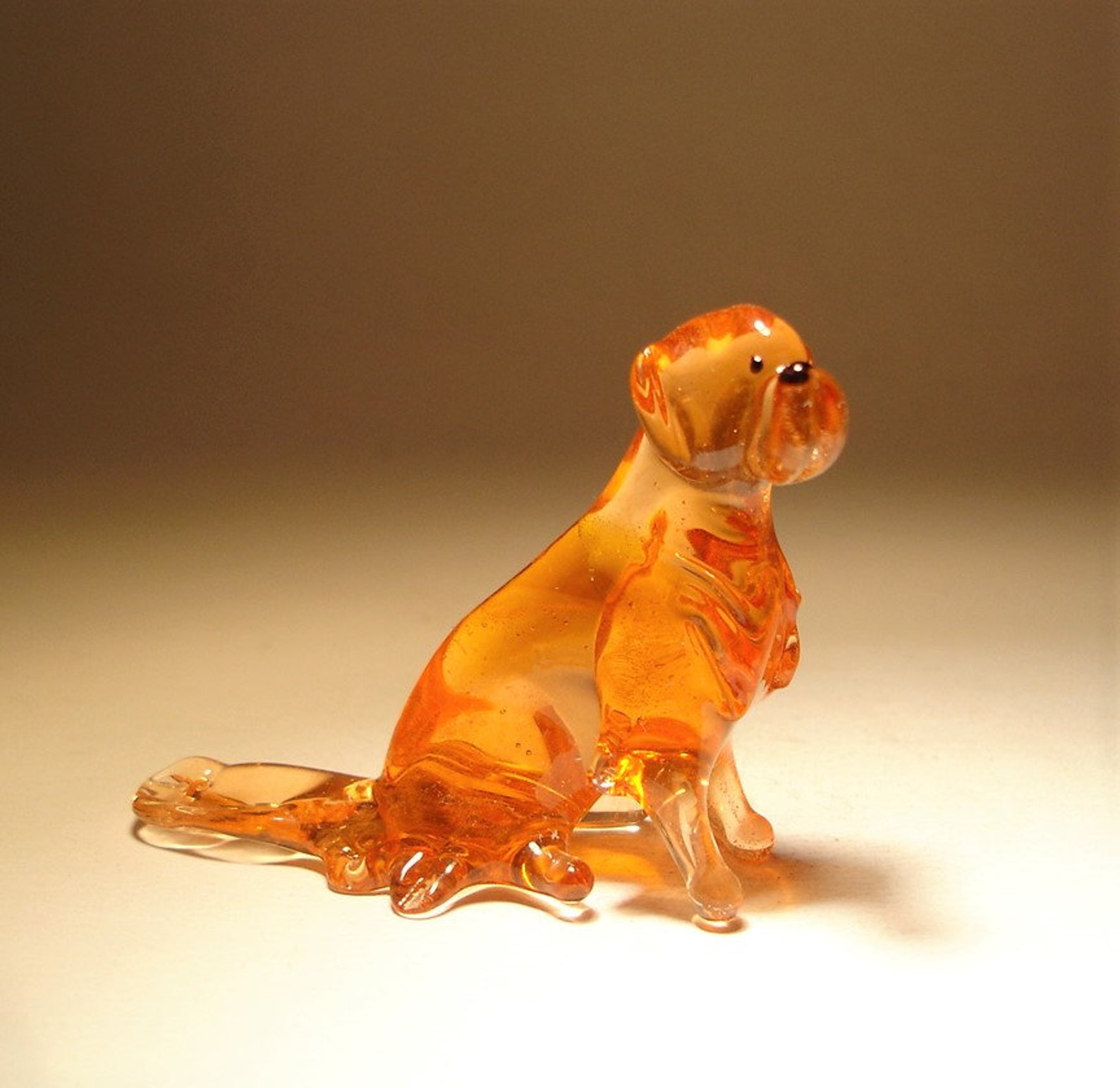 Handmade Blown Glass Dog Golden Retriever Figurine Etsy