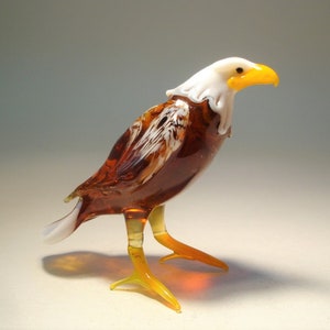 Handmade  Blown Glass Figurine Art Bald Headed EAGLE Bird