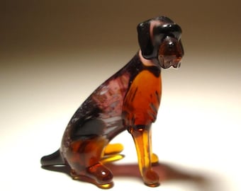 Glass German Shorthaired Pointer Figurine - Handmade Blown Art Dog