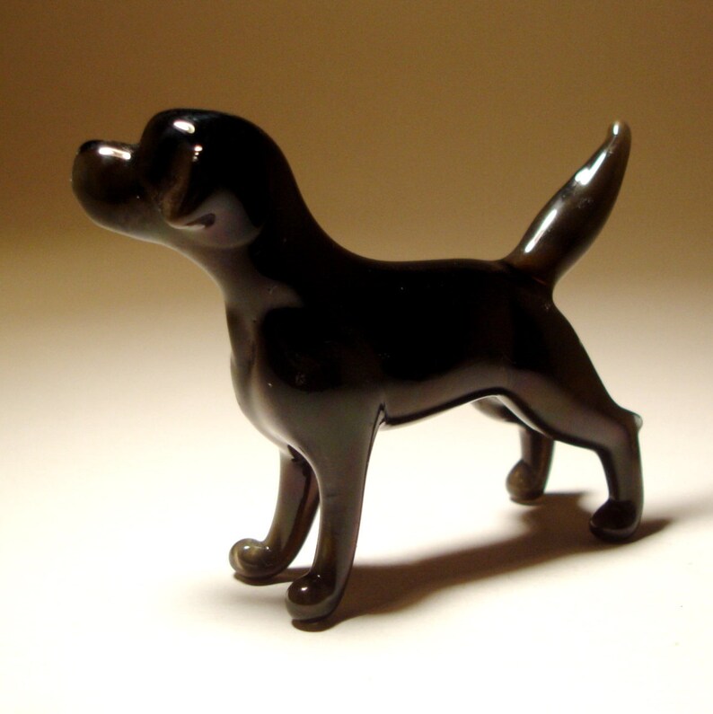 Handmade Blown Glass Dog Black Lab Labrador Retriever Figurine Etsy