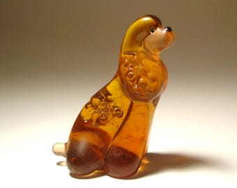 Handmade Blown Glass Dog Cocker Spaniel Figurine