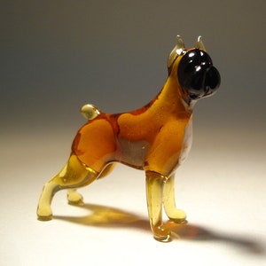Blown Glass Boxer Dog Figurine - Handmade Collectible Animal Art