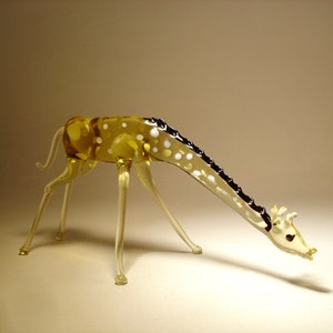 Glass GIRAFFE Handmade Art Blown Glass Animal Figurine Drinking Water Giraffe