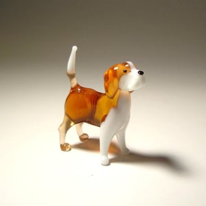 Handmade Blown Glass Dog BEAGLE Figurine