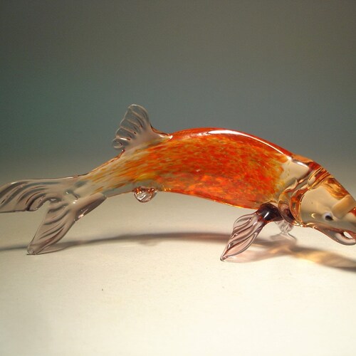 Handmade Blown Glass Art Figurine Trout Fish Etsy
