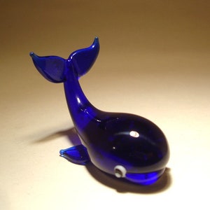 Glass WHALE Figurine Handmade Blown Glass Art Marine Sea Animal Figure Blue Whale Great Gift