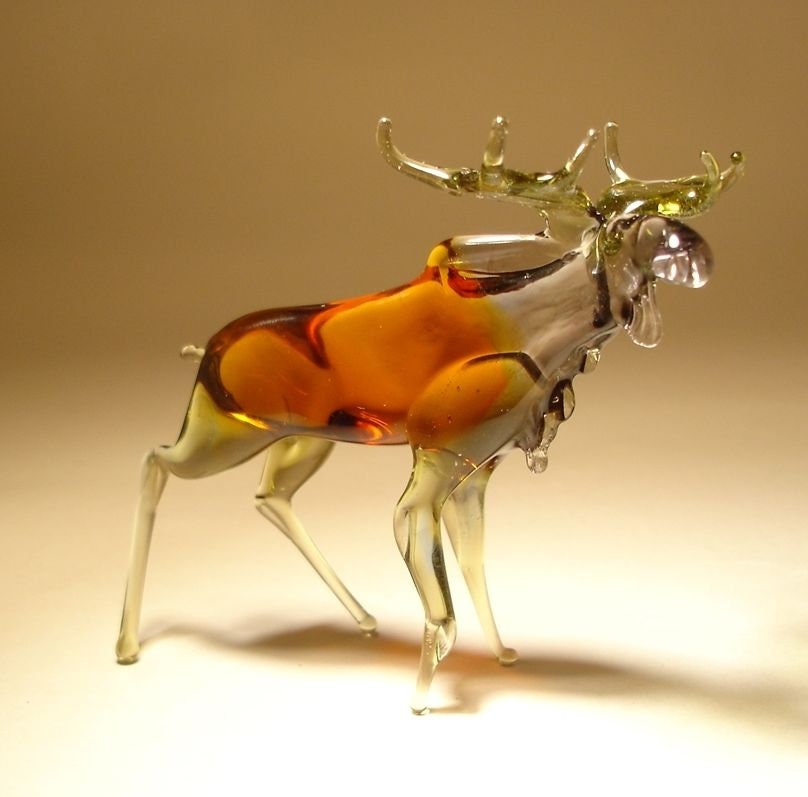 Handmade Blown Glass Art Figurine Animal Elk MOOSE Figurine | Etsy