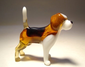 Figurine chien BEAGLE en verre soufflé faite main