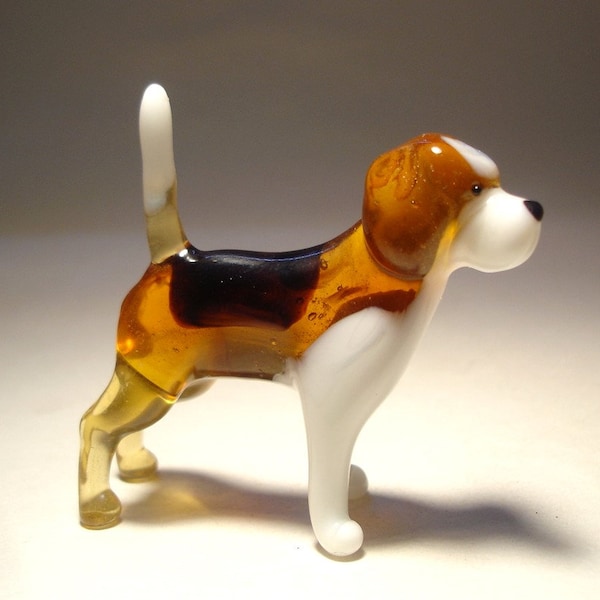 Handmade Blown Glass Dog BEAGLE Figurine