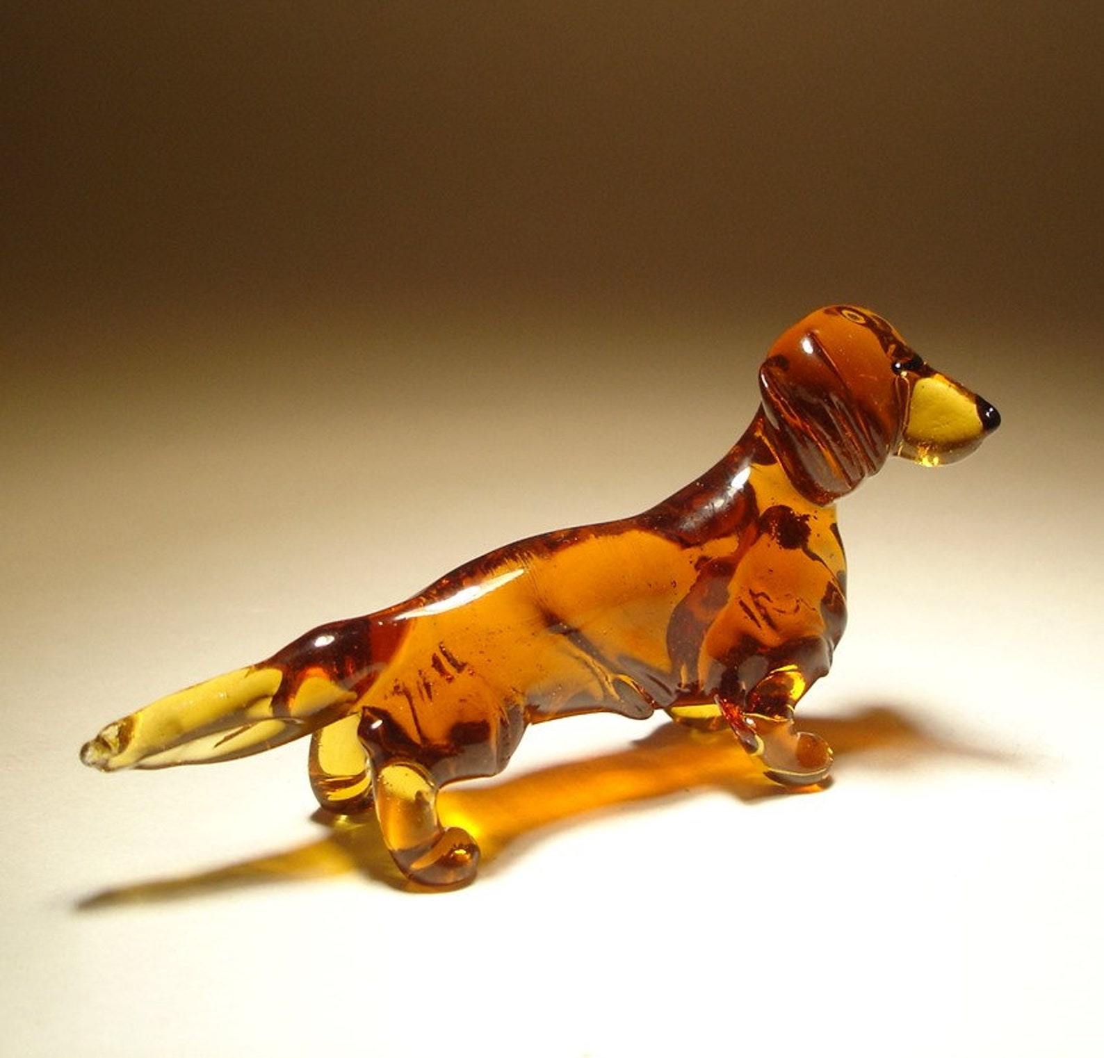 Handmade Blown Glass Dog Longhaired Wiener DACHSHUND Figurine Etsy