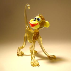 Blown Glass Monkey Figurine - Handmade Whimsical Animal Lover Gift
