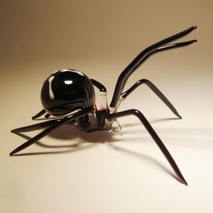 Blown Glass Figurine Art Insect Black SPIDER With a White Cross on Back ...