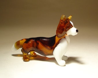 ガラスの犬の置物 - 吹きガラスの子犬の彫刻 - ムラーノスタイルの